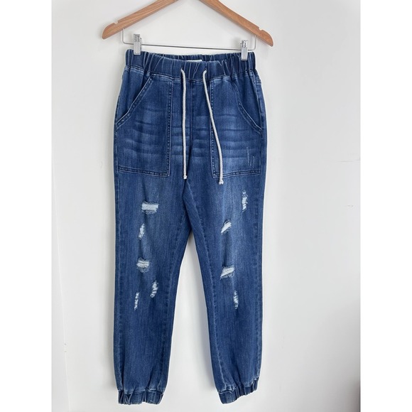 Indigo Thread Co Womens Small Stretchy Pull On Waist Pocket Cuffed Ankle Jeans - Picture 1 of 6
